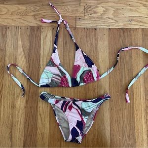 Vix bikini set pink green sequin small medium